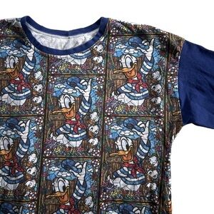 Disney Donald Duck mosaic print cotton blend long sleeve T-shirt, size 12 women